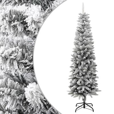 vidaXL mākslīgā Ziemassvētku egle ar sniegu, šaura, 180 cm, PVC&PE