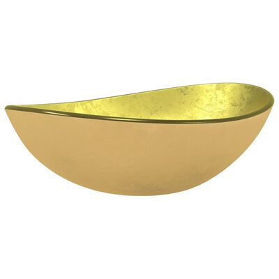 vidaXL izlietne, 54,5x35x15,5 cm, zeltains rūdīts stikls