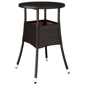 vidaXL dārza galds, &Oslash;60x75 cm, rūdīts stikls, brūna PE rotangpalma