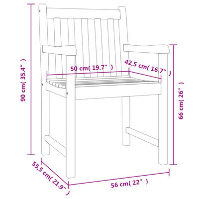 vidaXL dārza krēsli, 4 gab., 56x55,5x90 cm, akācijas masīvkoks