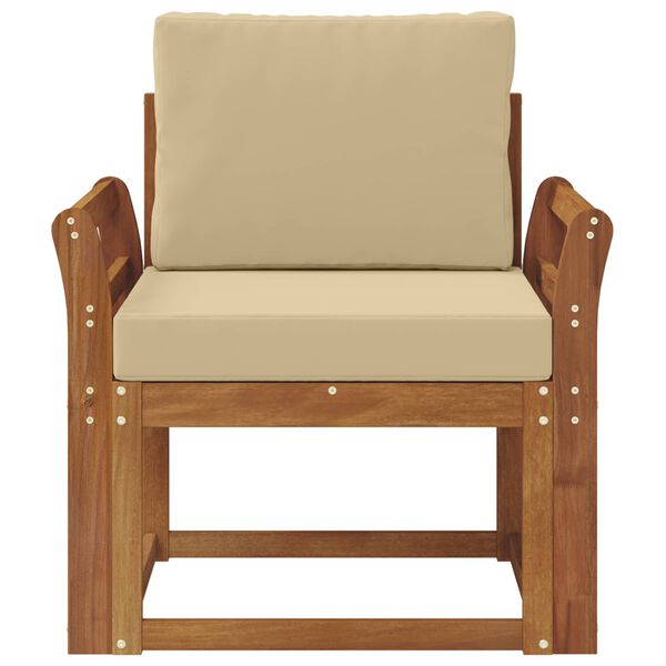 vidaXL Āra dīvāns Cieta akācijas koks un poliesters Dabiska