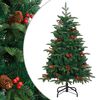 vidaXL mākslīgā Ziemassvētku egle ar čiekuriem un ogām, 150 cm