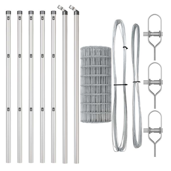 vidaXL Žogs ar stabu Sudraba 0,4 x 25 m Tērauds un PVC