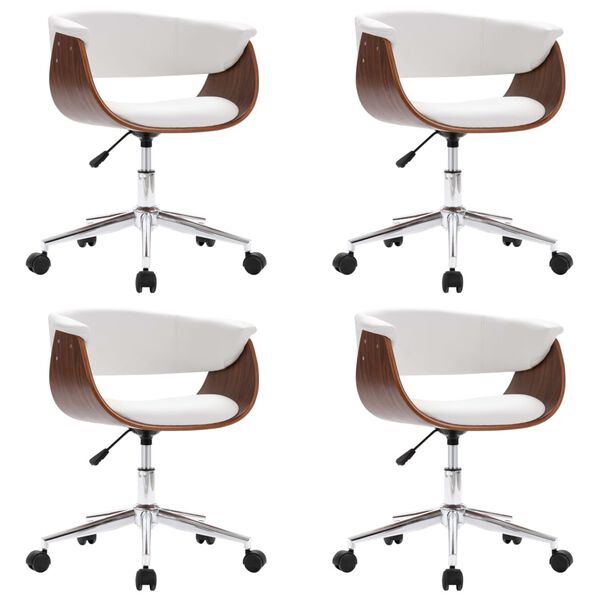 vidaXL grozāmi virtuves krēsli, 4 gab., balta mākslīgā āda