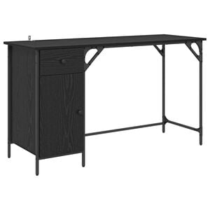 vidaXL Datorgalds Melns ozolkoks 131 x 48 x 75 cm Inženierijas koks