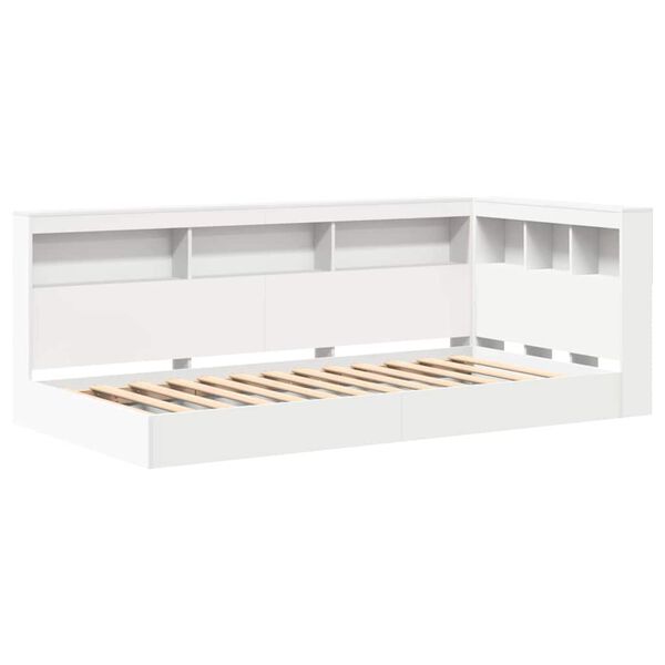 vidaXL Grāmatu plaukta gulta Balts 100 x 200 cm Inženierijas koks