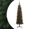 vidaXL Mākslīgā slaida Ziemassvētku egle ar bumbiņām 120 cm 150 LED