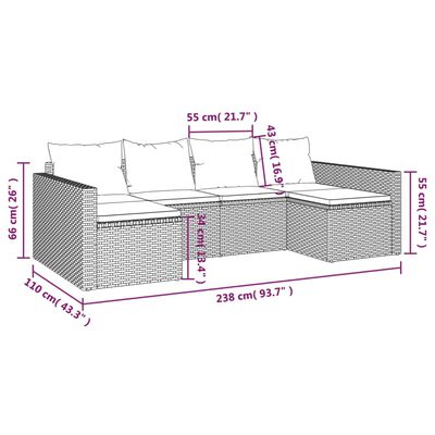 vidaXL 2-daļīgs dārza atpūtas mēbeļu komplekts ar matračiem, PE, melns