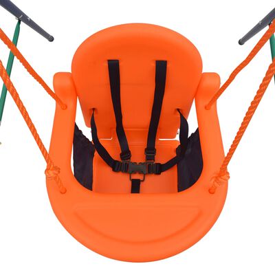 vidaXL bērnu šūpoles, ar drošības jostu, oranžas