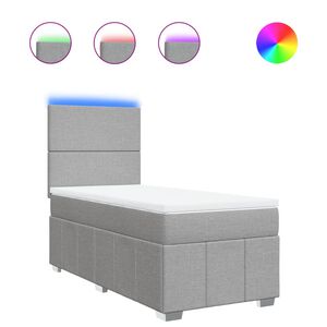 vidaXL atsperu gulta ar matraci, gai&scaron;i pelēka, 90x200 cm, audums