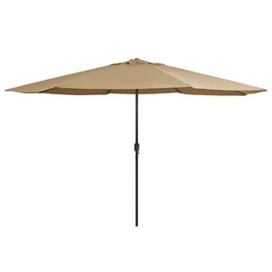 vidaXL dārza saulessargs ar metāla kātu, 390 cm, pelēkbrūns