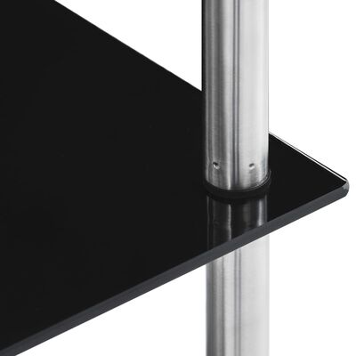 vidaXL 6-līmeņu plaukts, melns, 40x40x160 cm, rūdīts stikls