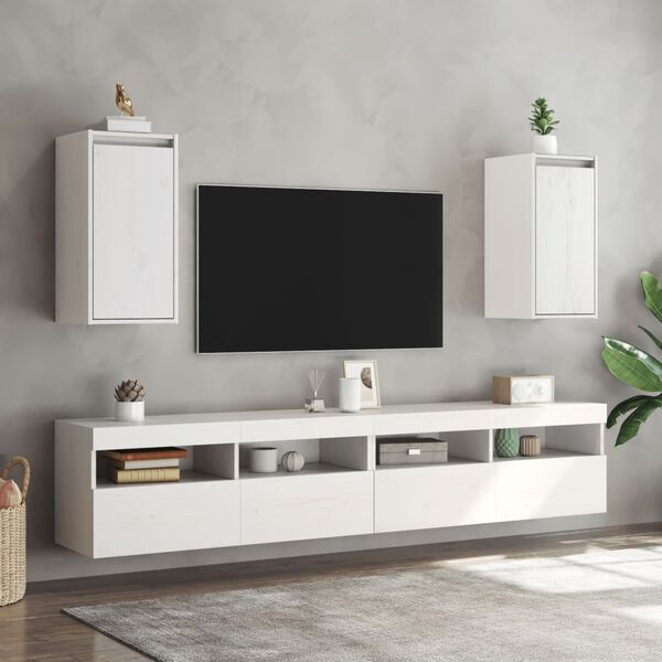 vidaXL sienas skapīši, 2 gab., balti, 30x30x60 cm, priedes masīvkoks