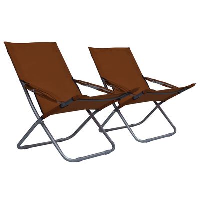 vidaXL salokāmi pludmales krēsli, 2 gab., brūns audums