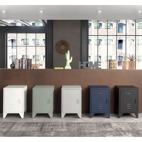 Vipack naktsskapītis Bronxx ar durvīm, metāls, matēta olīvu krāsa