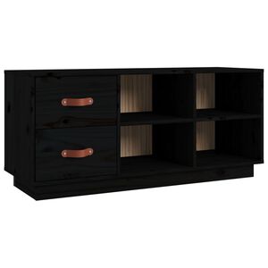 vidaXL apavu skapītis, melns, 100x34x45 cm, priedes masīvkoks