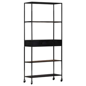 vidaXL grāmatu plaukts, 80x35x180 cm, neapstrādāts mango koks, dzelzs