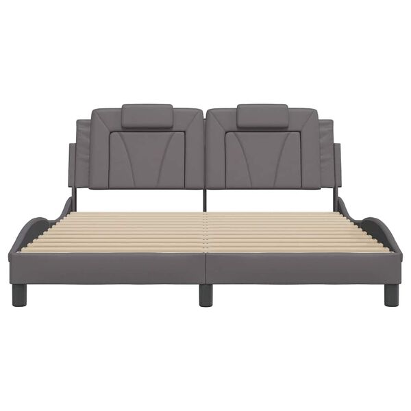 vidaXL gultas rāmis, Viana, bez matrača, pelēks, 160x200 cm, mākslīgā āda