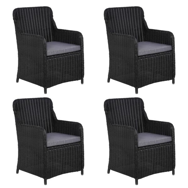 vidaXL 5-daļīgs dārza mēbeļu komplekts, melns