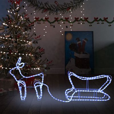 vidaXL Ziemassvētku dekorācija, ziemeļbrieži un kamanas, 252 LED