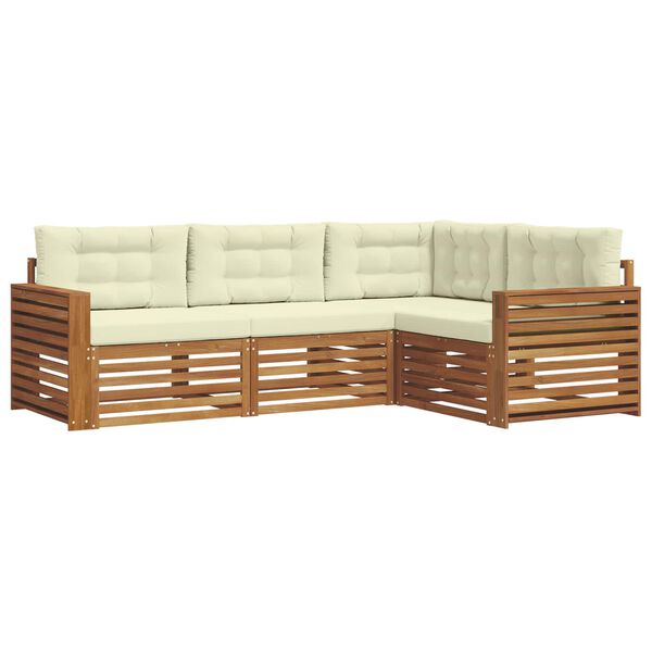 vidaXL Āra dīvānu komplekts ar spilvenu 4 pcs Dabisks un krējuma