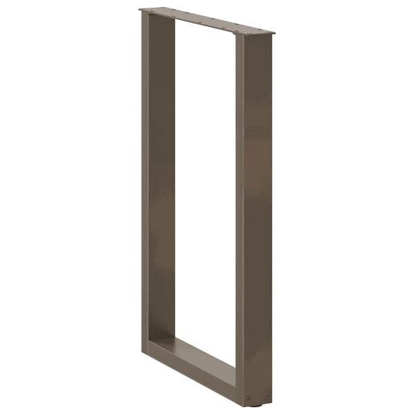 vidaXL bāra galda kājas, 2 gab., U-veida, dabīgs tērauds, 60x(90-91) cm