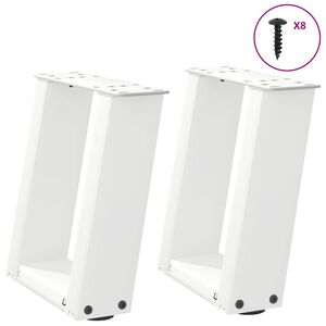 vidaXL kafijas galdiņa kājas, 2 gab., U-veida, baltas, 30x(30-31) cm, tērauds