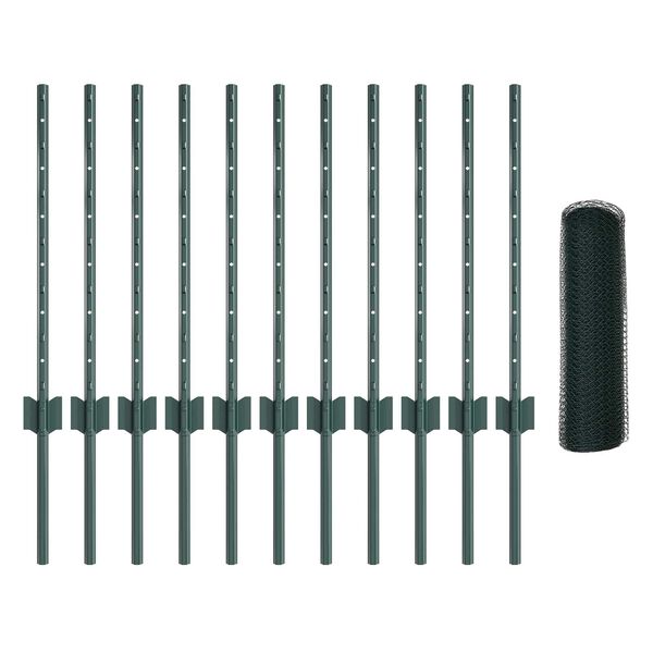 vidaXL Žogs ar stabu Zaļa 0,6 x 25 m Tērauds un PVC