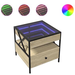 vidaXL kafijas galdiņ&scaron; ar LED, ozola krāsa, 50x50x51 cm