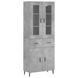 vidaXL augstais skapis, pelēks, 69,5x34x180 cm, inženierijas koks