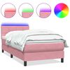 vidaXL atsperu gulta ar matraci, LED, rozā samts, 100x220 cm