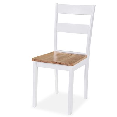 vidaXL virtuves krēsli, 6 gab., balti, masīvs gumijkoks