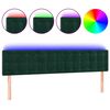 vidaXL gultas galvgalis ar LED, 180x5x78/88 cm, tum&scaron;i zaļ&scaron; samts