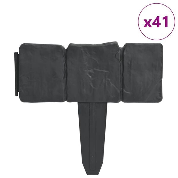 vidaXL zāliena apmales, 41 gab., akmeņu dizains, plastmasa, 10 m