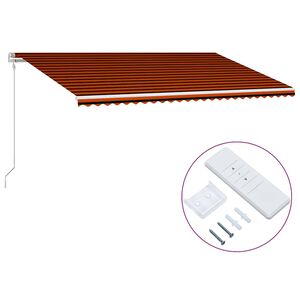 vidaXL izvelkama markīze, oranža ar brūnu, 600x300 cm, automātiska