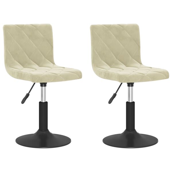 vidaXL grozāmi virtuves krēsli, 2 gab., krēmkrāsas samts