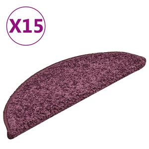 vidaXL kāpņu paklājiņi, 15 gab., 56x17x3 cm, tum&scaron;i violeti, pusapaļi