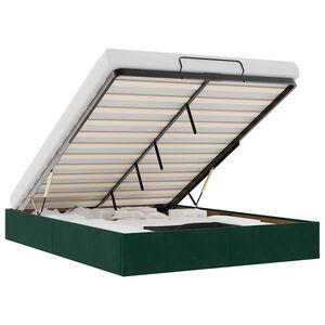 vidaXL Osmaņu gultas rāmis bez matrača tum&scaron;i zaļ&scaron; 140x190 cm samts