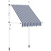 vidaXL izvelkama markīze, 150 cm, manuāla, zila ar baltām svītrām