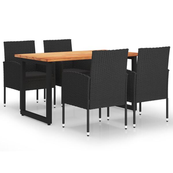 vidaXL 5-daļīgs dārza mēbeļu komplekts ar matračiem, PE rotangpalma