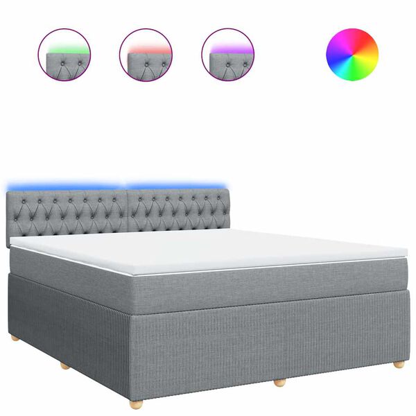 vidaXL atsperu gulta ar matraci, gai&scaron;i pelēka audums, 180x200 cm