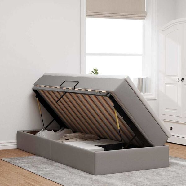 vidaXL Gulta ar uzglabā&scaron;anas vietu un matraci Pelēkbrūna 100 x 200 cm