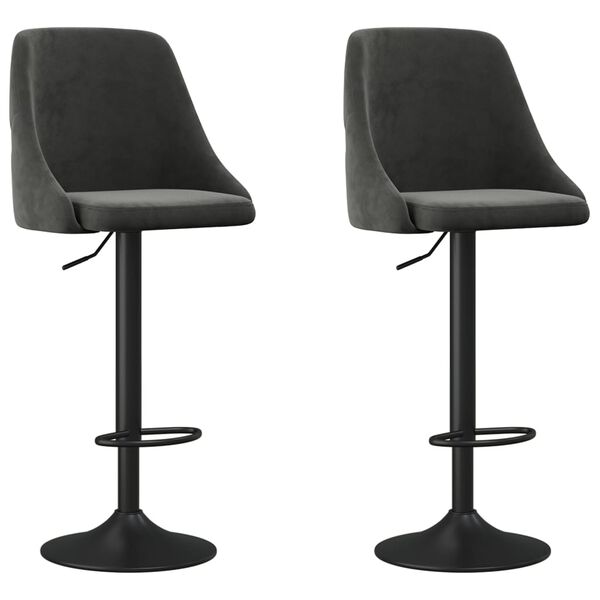 vidaXL bāra krēsli, 2 gab., tum&scaron;i pelēks samts