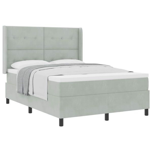 vidaXL Kastītes atsperu gulta Gai&scaron;i pelēka 160 x 200 cm Samts