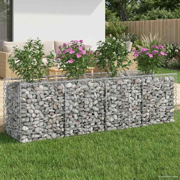 vidaXL Gabions pacelta gulta Sudraba 200 x 50 x 60 cm Cinkots tērauds