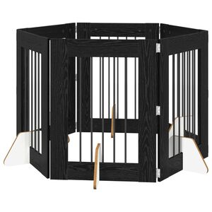 vidaXL Suņu vārti ar statīviem 6 pcs Melns ozols 60 x 80 cm