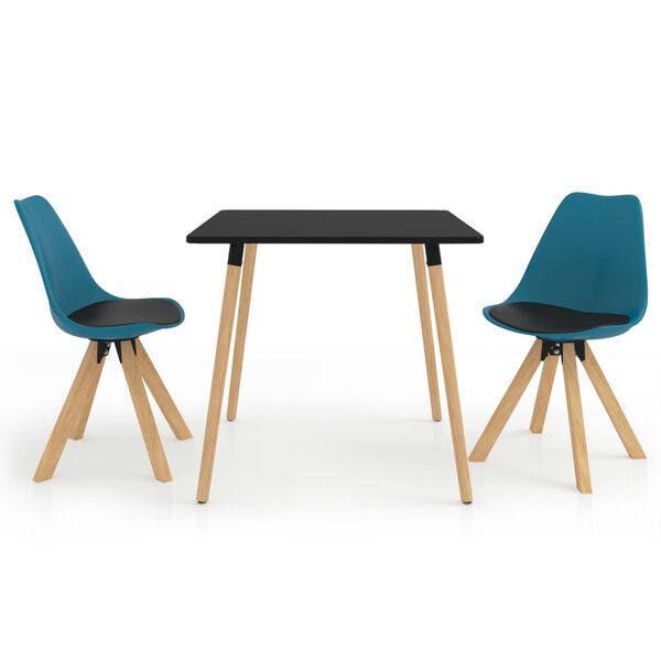 vidaXL 3-daļīgs virtuves mēbeļu komplekts, melns un tirkīzzils