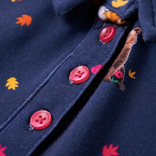 Bērnu kleita ar garām piedurknēm un savelkamu aukliņu, tum&scaron;i zila, 128