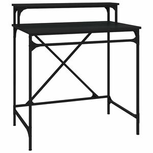vidaXL rakstāmgalds, melns, 80x50x90 cm, inženierijas koks un dzelzs