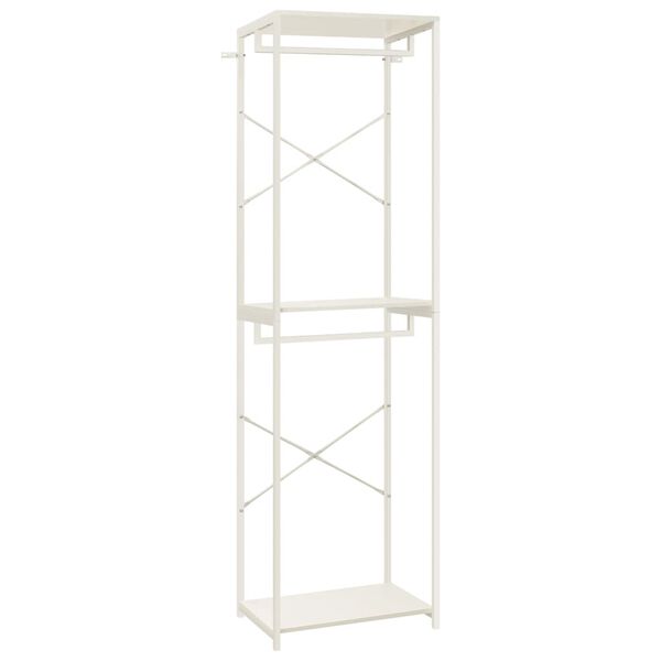 vidaXL drēbju plaukts, balts, 60x40x213 cm, metāls, skaidu plāksne